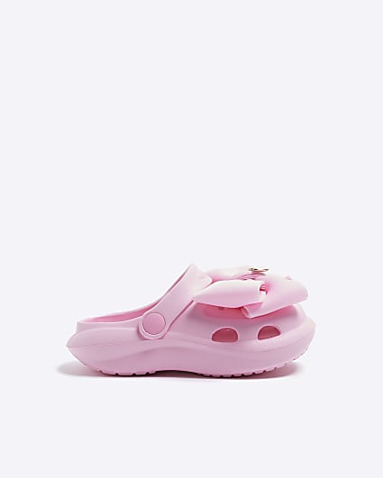 Mini girls pink bow detail Clogs