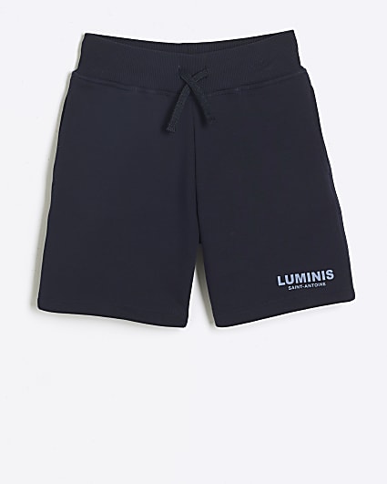 Boys navy graphic print shorts