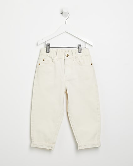 Mini girls beige mom jeans