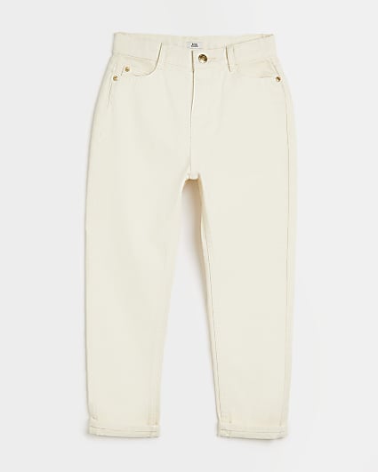 Girls beige mom jeans