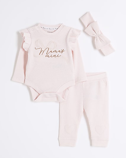 Baby girls pink frill set