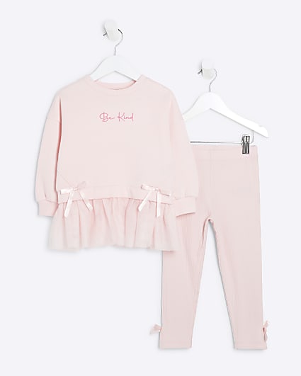 Mini Girl Pink Tulle Sweatshirt Set