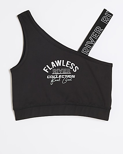 Girls black one shoulder RI active top