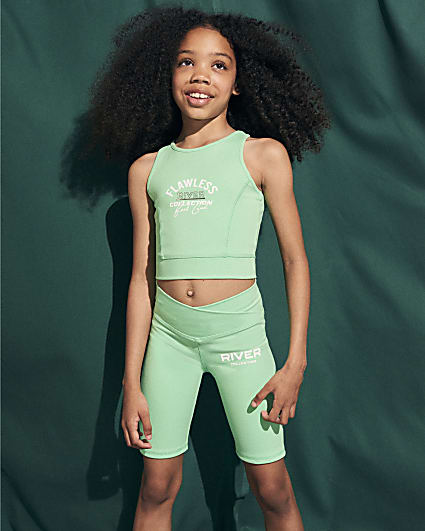 Girls green RI active graphic tank set