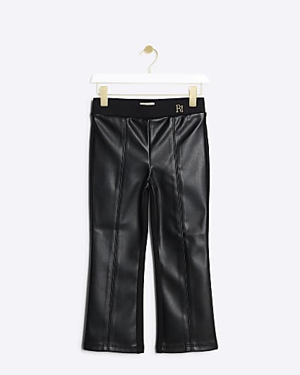 Mini Girls Black faux leather flare Trousers