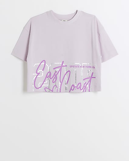 Girls purple graphic print t-shirt