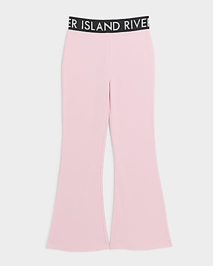 Girls pink RI waistband kickflare leggings