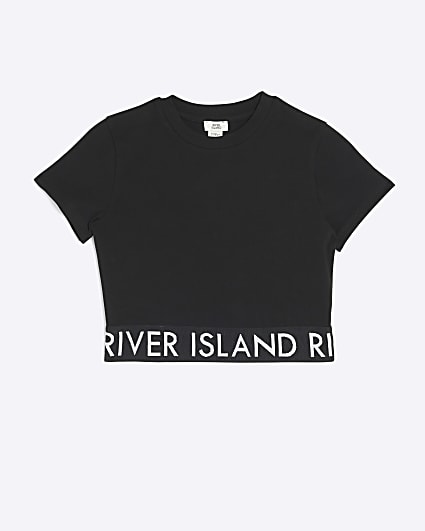 Girls black RI waistband t-shirt