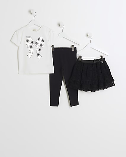 Mini girls white t-shirt and tutu skirt set