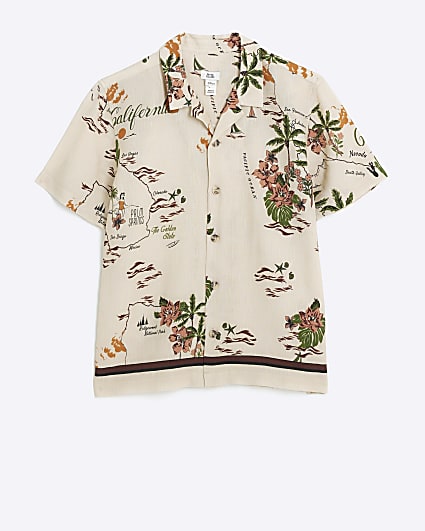 Boys beige floral graphic shirt