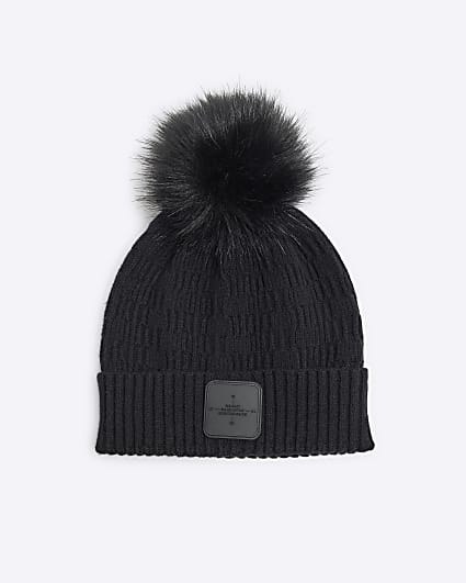 Boys Black Pom Pom Beanie