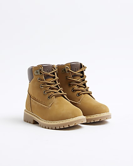 Mini Boys Brown Faux Suede Worker Boots