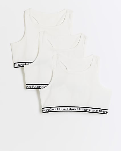 Girls White RI Crop Top 3 Pack