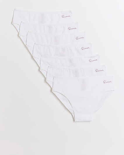 Girls white RI branded briefs 7 pack