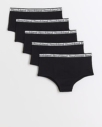 Girls black hipster brief 5 pack