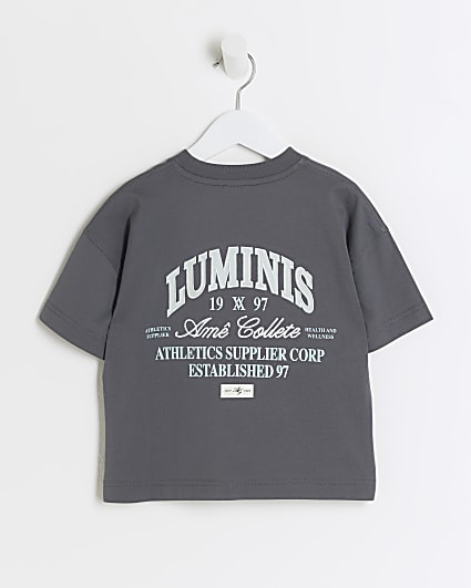 Mini boys grey graphic t-shirt