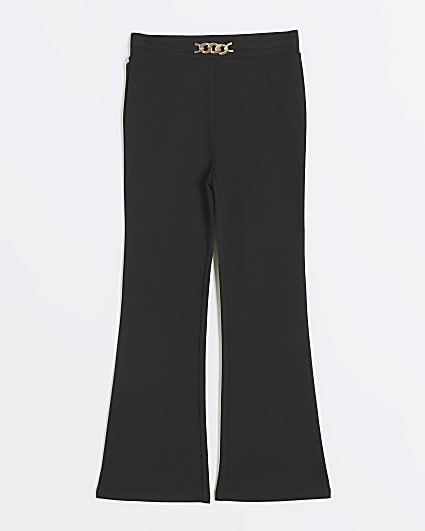 Girls black chain flared trousers