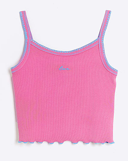 Girls pink whipstitch cami