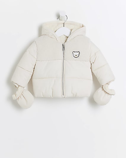 Baby beige bear padded jacket