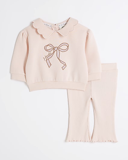 Baby girls pink frill collar sweatshirt set