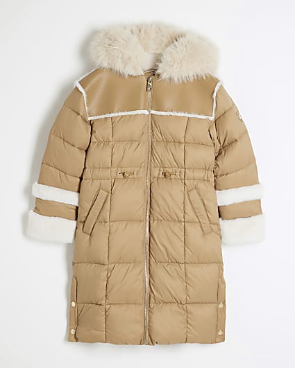 Girls Beige Puffer Jacket