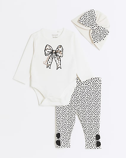 Baby girls cream spot bodysuit set