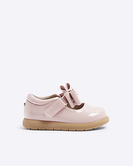 Mini girls pink patent bow mary jane shoes