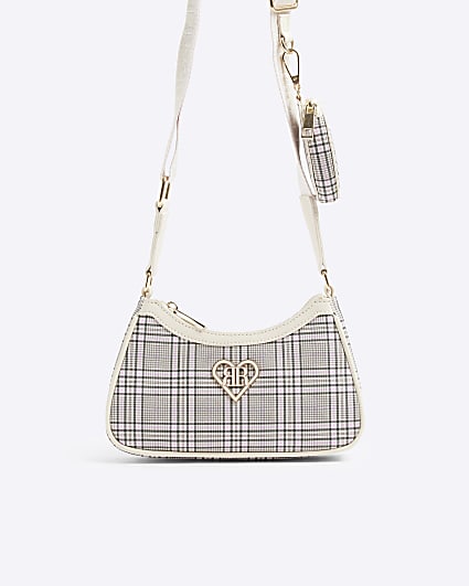 Girls purple check shoulder bag