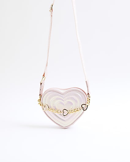 Girls pink heart cross body bag