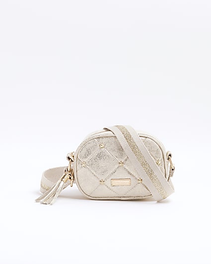 Girls gold star metallic cross body bag