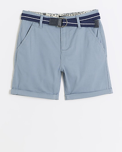 Boys grey belted chino shorts