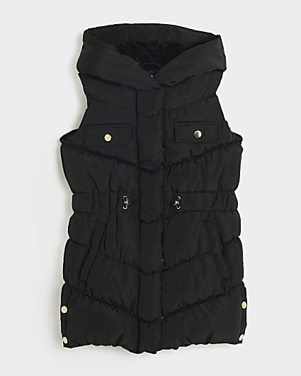 Girls black padded gilet