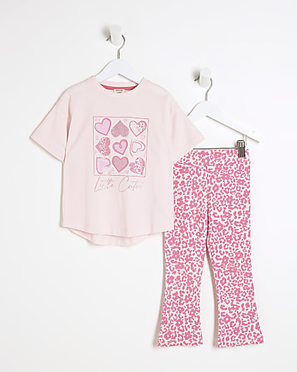 Mini girls pink graphic print t-shirt set