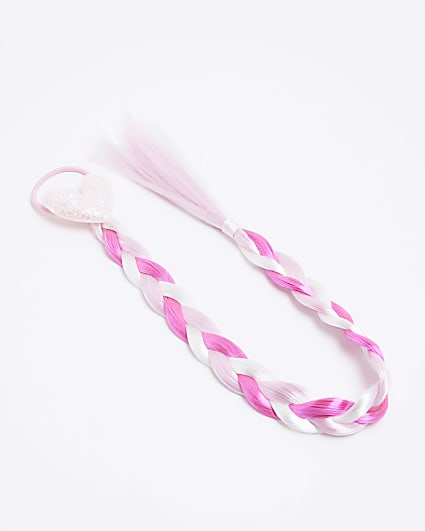 Girls pink plaited fake hair