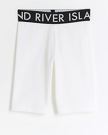 Girls white RI elasticated cycle shorts