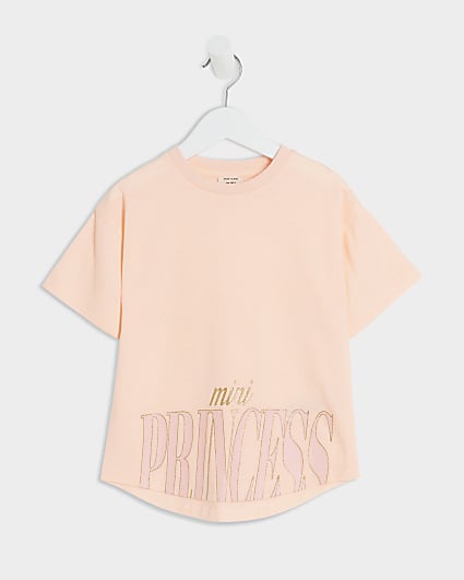 Mini girls coral princess t-shirt