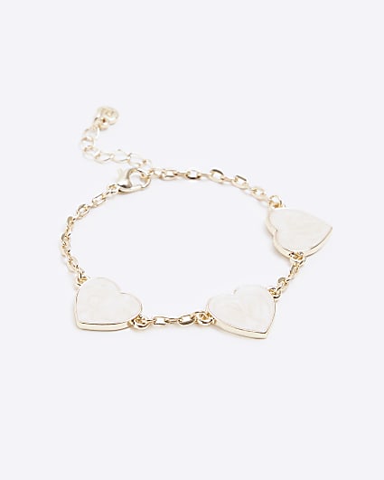 Gold colour heart charm bracelet