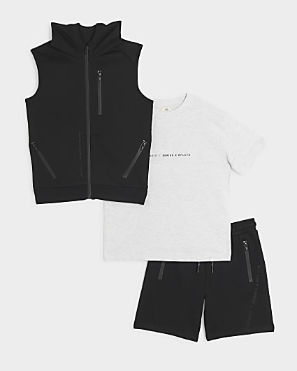 Boys black gilet set