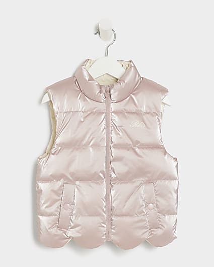 Mini girls pink reversible padded gilet