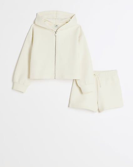 Girls cream hoodie set