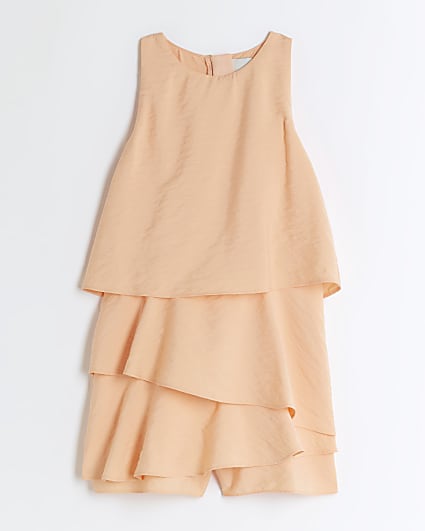 Girls orange layered playsuit