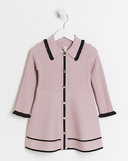 Mini Girls Pink Tipped Polo Dress