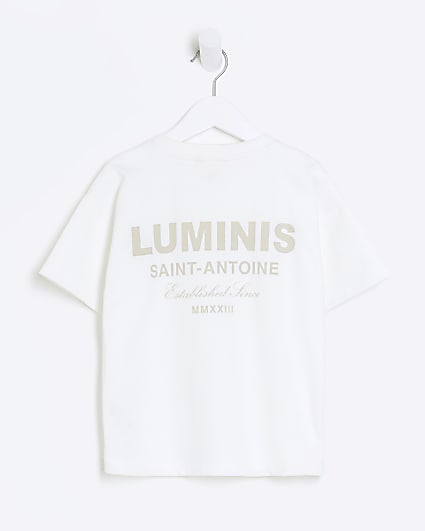 Mini boys white graphic t-shirt