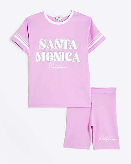 Girls pink santa monica t-shirt set