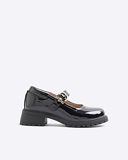 Girls Black Patent Heeled Mary Jane