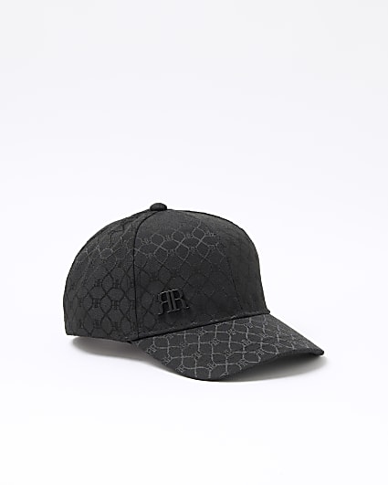 Mini boys black jacquard monogram cap