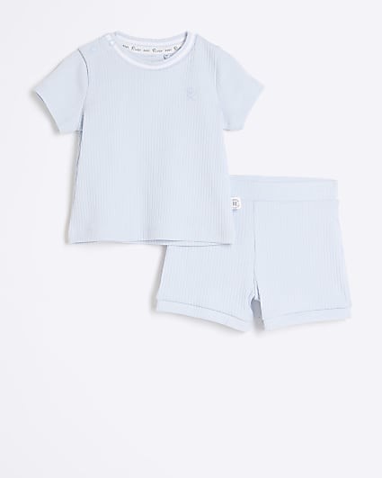 Baby boys blue tipped t-shirt and shorts set