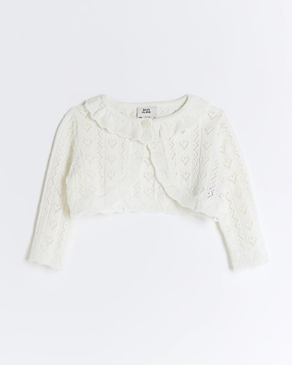 Baby girls ecru knit frill cardigan