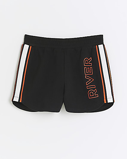 Girls black RI Active stripe shorts