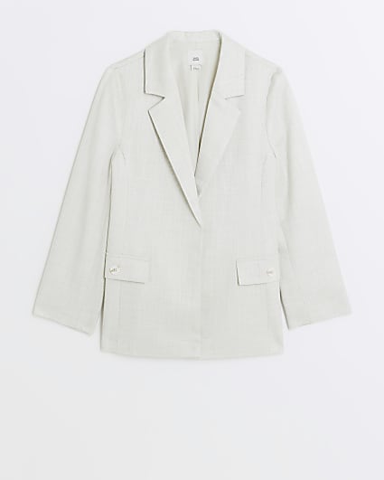 Girls cream linen blend glitter blazer